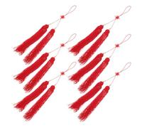 FOMIYES Set 6 Pezzi Nappa Cinese Rossa per Spada Arti Marziali, Decorazione Appesa Resistente per Tai Chi e Competizioni, Ornamento Multifunzionale per Attrezzature Marziali