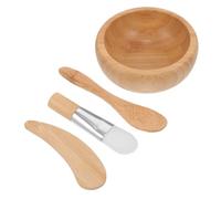 FOMIYES Set Ciotole per Maschera Viso 4 Pezzi in Legno Pennello Bastoncino Cucchiaio, Accessori per Miscelazione Maschere Fai da Te, Strumenti per Cura della Pelle, Uso Stile Casuale