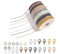 FOMIYES Set per Creazione 2X3Mm Rotolo da 3M Fermagli a Moschettone e Anelli di Congiunzione 7 Colori Assortiti Resistente per Braccialetti e Collane Adatto per Gioielli Uomo