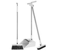 FOMIYES Set Scopa e Paletta 3 in 1 con Manico Lungo Paletta Pieghevole con Denti Retrattili Scopa Morbida per Interni Salvaspazio e Resistente per Pulizia Casa e Raccolta Detriti