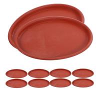 FOMIYES Sottovasi Ovali in Plastica Set 10 Pezzi Rosso per Vasi da Piante, Vassoi Resistenti Vaschetta per Acqua, per Fioriere da Interno e Giardino, Protezione Pavimenti