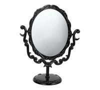 Fomiyes, specchio cosmetico vintage da donna con supporto da tavolo a due lati girevole per bagno, camera da letto, 1 pezzo (nero)