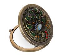 FOMIYES Specchio Trucco Portatile Vintage Tondo in Metallo Design Europeo Classico Pieghevole per Applicazione Dettagliata del Trucco Uso Quotidiano e Viaggio