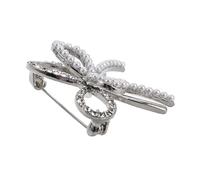 FOMIYES Spilla a fiocco Accessorio decorativo per spilla spille con fiocco per donna arco spillo elegante nuziale Nozze moda spille per perla spilla da donna Lega di zinco Silver