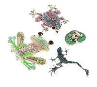FOMIYES Spilla a Forma di Rana da 4 Pezzi per Donna, Mini Spille Portafortuna con Strass Scintillanti, Accessori Decorativi per Sciarpe, Scialli e Abbigliamento, Regalo per Festa