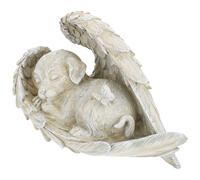 FOMIYES Statuetta Cane Angelo in Resina Piccola e Compatta, Scultura Paesaggistica e Ornamento da Scrivania, Decorazione Artistica per Giardino Esterno e Regalo Commemorativo