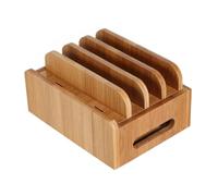 FOMIYES Stazione di Ricarica USB in Legno con Organizer Desktop per Cellulari e Tablet Supporto Multi-dispositivo con Scomparti per Cavi Base Ricarica Antigroviglio per Scrivania