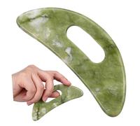 FOMIYES Strumento per Massaggio Gua Sha Viso e Collo in Pietra Verde, Massaggiatore Manuale Portatile per Rilassamento Muscolare e Autotrattamento Benessere
