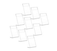 FOMIYES Supporto per Cartelli in Acrilico a Forma di l 9 Pezzi Porta Etichette Prezzi da Tavolo Trasparente Inclinato Display Prezzo Resistente per Uso Commerciale e Negozi
