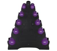 FOMIYES Supporto per Manubri Triangolare in Materiale Pp Resistente, Rastrelliera per Manubri Compatta a 5 Livelli, Organizzatore Stabile per Pesi e Attrezzatura Fitness da Casa