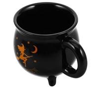 FOMIYES Tazza da Strega in Ceramica Nera 450 Ml Design Creativo a Calderone, Tazza Versatile per Caffè e Pezzo Decorativo per Donne