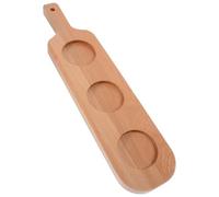 FOMIYES Vassoio Portabicchieri in Legno con Manico, Vassoio Porta Bicchierini a 3 Fori per Birra e Vino, Tavola da Portata per Bar, Hotel e Ktv, Supporto Bevande Multifunzione 42x10 Cm