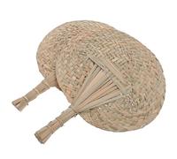 FOMIYES Ventaglio di Paglia Intrecciato a Mano Set 2 Pezzi, Ventilatore Portatile Estivo Leggero e Decorativo, Ventola di Raffreddamento per Uso Interno ed Esterno, Adatto per Anziani