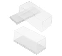 FOMIYES Vetrina Espositiva Acrilico Trasparente 1:64 per Modellini Auto, Set 2 Pezzi con Base Bianca Antipolvere, Scatola Robusta per Collezionisti e Esposizioni Domestiche