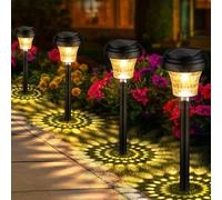 FOMYHEARD 8 Pezzi Luci da Esterno Giardino Solari, Lampade Solari da Giardino con Luce Calda e 7 Colori RGB, Illuminazione Luci Solare Esterno Impermeabile IP65 per Sentieri, Decorazione di Giardini