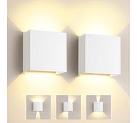 FOMYHEARD Applique da Parete Interno 6W, 2 Pezzi Applique da Esterno LED Bianco Angolo del Fascio Regolabile 3000K Bianco Caldo IP65 Impermeabile Lampade da Esterno Parete per Camera Letto Soggiorno