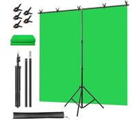 Fond Vert 1,5x2 m avec Support T, Pinceaux - Streaming, Gaming, Zoom