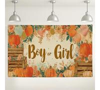 Fondale autunnale floreale per rivelare il sesso del bambino, decorazione vintage con zucca, forniture per feste, sfondo fotografico autunnale per interni ed esterni, per feste di baby shower, 180 x