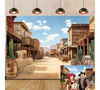 Fondale con cowboy occidentale per servizi fotografici Wild West Rodeo sfondo per feste di compleanno a tema Western Country, decorazioni per foto (240 x 180 cm)