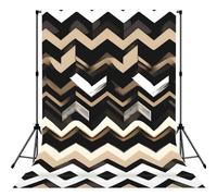 Fondale con stampa a zigzag nero e bianco marrone chiaro per servizi fotografici ritratti, oggetti di scena per studio fotografico e feste