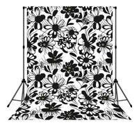 Fondale con stampa di fiori bianchi e neri per servizi fotografici ritratti, scenografia per studio fotografico e feste
