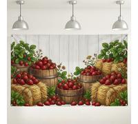 Fondale da parete con motivo fattoria di fragole, decorazioni rustiche vintage con bacche per feste, sfondo fotografico verde e rosso per interni/esterni, per celebrazioni ed eventi, 180 x 109 cm