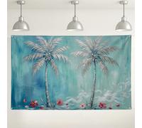 Fondale da parete con palme tropicali, decorazione artistica floreale estetica per feste estive, sfondo fotografico per interni ed esterni, 180 x 109 cm