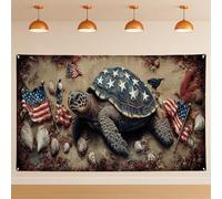 Fondale da parete patriottico a forma di tartaruga, stile vintage americano, sfondo fotografico per eventi, decorazione per il giorno dell'indipendenza estiva, 180 x 109 cm