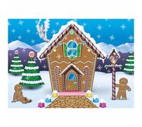 Fondale in tessuto con casetta di pan di zenzero