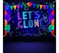 Fondale luminoso per compleanno al neon - Fondale per striscione fosforescente Let's Glow Luce nera tema festa fotografia sfondo Photo Booth Backdrop, 180x120cm