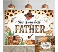 Fondale per festa del papà a tema occidentale, 1,8 x 1,5 m, con scritta "This is my best father", sfondo vintage Wild West Best Cowboy Papà, decorazioni per feste per foto