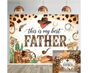 Fondale per festa del papà a tema occidentale, 1,8 x 1,5 m, con scritta "This is my best father", sfondo vintage Wild West Best Cowboy Papà, decorazioni per feste per foto