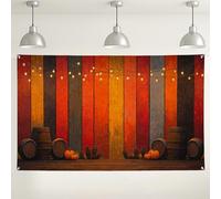 Fondale rustico autunnale in legno, caldi colori autunnali decorazioni per feste, sfondo accogliente per interni ed esterni, sfondo fotografico per eventi del Ringraziamento, 180 x 109 cm