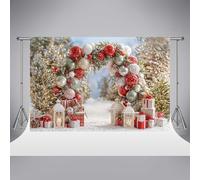 Fondali fotografici natalizi Kate 10x6,5 piedi/3x2 m Sfondo invernale innevato per esterni Albero di Natale scintillante Arco di palloncini Bambini Sfondo fotografico per adulti Accessori per ritratti