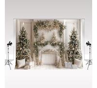 Fondali fotografici natalizi Kate 3x2m Albero di Natale Bianco Camino vintage in mattoni Sfondo decorativo Bambini Ritratto per adulti Servizio fotografico Famiglia Sfondo natalizio Puntelli