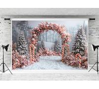 Fondali Kate Christmas Sweet Candy Arch 2.2x1.5m Xmas Candy Cane Inverno Neve Decoraciones Bambini Festa Festa Fotografia Sfondo per Photobooth