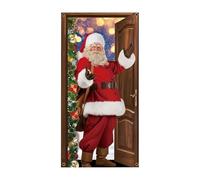Fondali natalizi per fotografia, 2,1 x 0,9 m, motivo: cane Babbo Natale, fondali natalizi da parete, per foto di famiglia, vacanze, celebrazioni, feste di compleanno, casa, porta