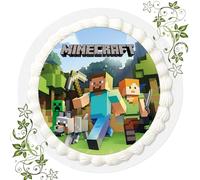 FONDANT - Decorazione per torta, decorazione con zucchero con motivo, foto commestibile per torte, decorazione torta Ø 20 cm FONDANT MINECRÅFT n. 5