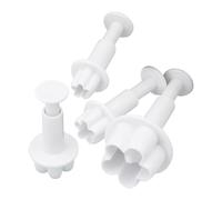 Fondant Flower Cutter - PP 4 Piece Set | Flower Cookie Mold Plunger Tools For Cake Decorating Baking Fondant Candy Chocolate Pie DIY Baking Supplies For Kids Christmas Use