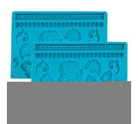 Fondant Molds, 2 Piece Scroll Border Design, Non Stick Tool, Easy Release Silicone, Food Grade Molds for Candy Making, Cake Decorating, Resin Crafts, Baking Projects, 7.76x4.92x0.31 inches