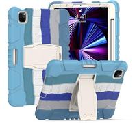 Fondatore Samsung Tab a 10.1 T590 T595 con supporto, durevole, ibrido, antiurto, resistente, a tre strati, custodia protettiva in silicone per tablet bambini (azzurro)
