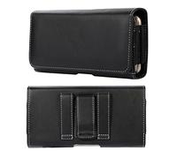 Fondina Cellulare da Cintura Uomo Pelle, Orizzontale Marsupio Cellulare Cintura Nero, Impermeabile Pelle Sacchetto della Clip Verticale Custodia Borsa da Cintura Borsello per Outdoor Campeggio Viaggio