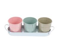 FONDOTIN 1 Set Di Vasi Da Fiori in Ferro Fioriera Creativa Vaso Vintage Con Vassoio Decorazione Da Giardino Per Composizioni Floreali Da