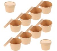 FONDOTIN 10 set Confezione Bicchieri Carta Gelato con Coperchio Usa e Getta per Dessert Yogurt Pudding per Feste e Asporto