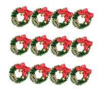 FONDOTIN 12 Pezzi Mini Ghirlande Natalizie Artificiale con Fiocco e Campanellini Decorazioni Miniature per Feste Ghirlande Piccole per Appendere Finestre e Alberi Addobbi Natalizi