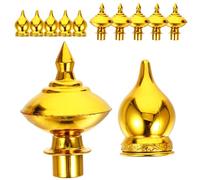 FONDOTIN 12 Pezzi Puntale per Asta Portabandiera da Giardino, Testa D'asta Dorata in Plastica Resistente, Decorazione Colorata per Pennoni Esterni, Ricambi per Aste Bandiere, Facile