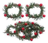 FONDOTIN 15 pezzi Anelli Portatovaglioli Natalizi con Bacche Rosse e Ghirlanda di Artificiale Decorazioni Rustic Party per Banchetti Casa e Hotel Accessori Tavola Festivi per Natale