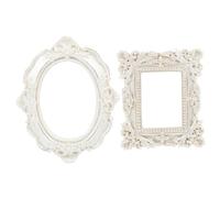 FONDOTIN 2 Cornici in Resina Retrò per Foto Accessori per Selfie Cornice Ovale Bianca e Quadrata Decorazione Parete Ornamento per Banchetto Regalo Inaugurazione Casa Tavolo Bambino