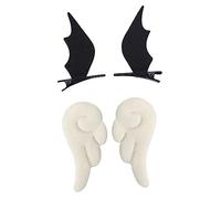 FONDOTIN 2 Paia Mollette Dangelo in Tessuto Ecologico Fermagli Carini per Bambina e Accessori Eleganti per Feste Natale Compleanni e Foto di Famiglia Colori Bianco e Nero Abbinabili Ogni