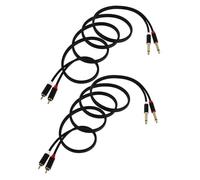 FONDOTIN 2 pezzi Cavo Audio Doppio RCA Doppio Jack Nero Conduttore a Bassa Resistenza Involucro in Alluminio Leggero e Resistente per Amplificatori e Diffusori Acustici